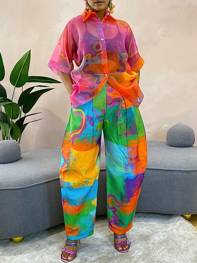 Urban Abstract Printing Turnip Pants