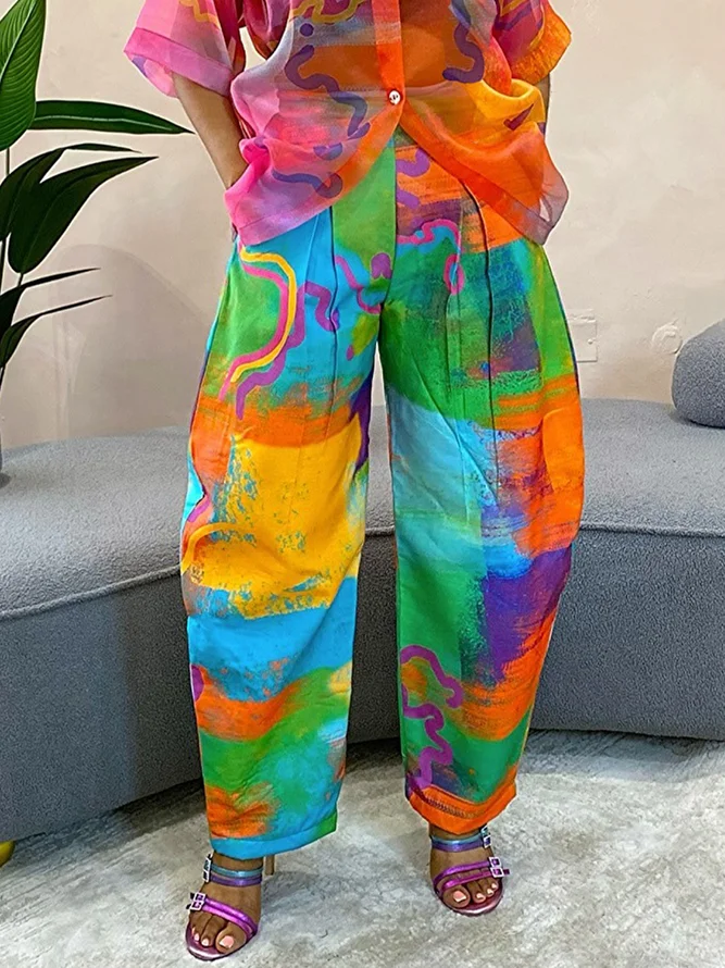 Urban Abstract Printing Turnip Pants