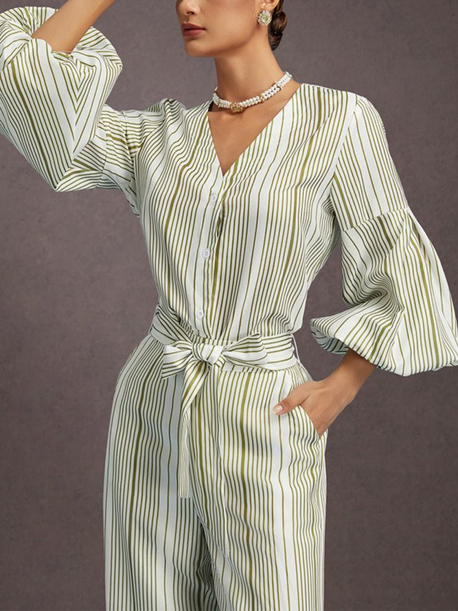 Casual Plain V Neck Loosen Shirt