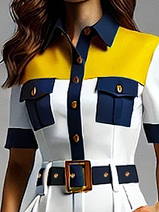 Urban Utility Color Block Pockets Shirt