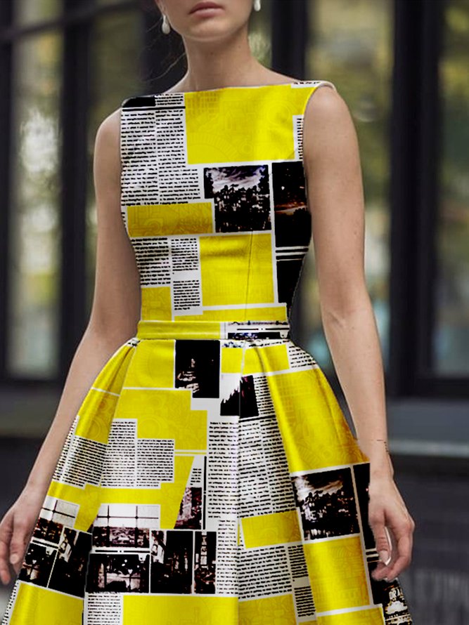 Satin Elegant Letter Pattern Printing Off The Shoulder Midi Dress