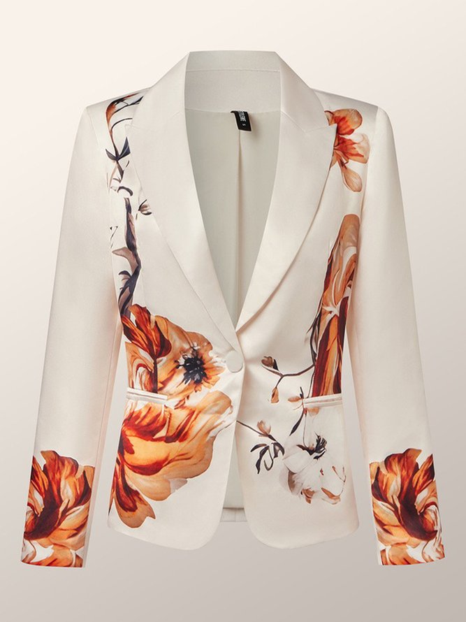 Elegant Luxury Satin Floral Statement Blazer