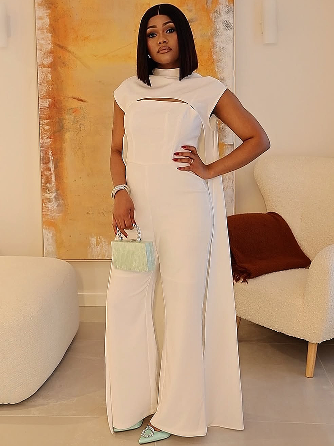 Elegant Tailored Jumpsuit & Cape Set – Wedding & Formal Occasion Outfit