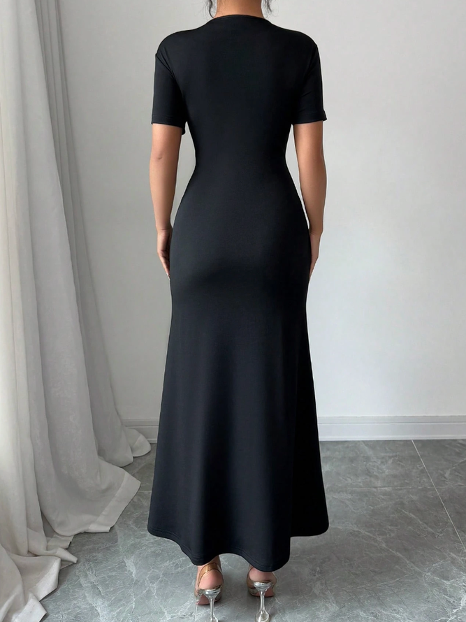 Elegant Color Block 3D Floral Midi Dress