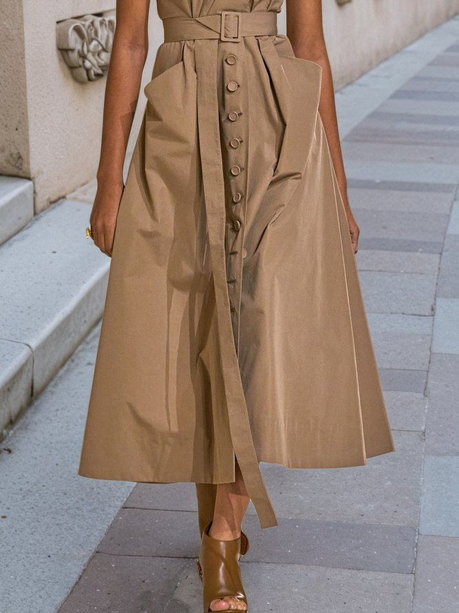 Urban Plain Irregular Craftsmanship Halter Maxi Dress With Belt