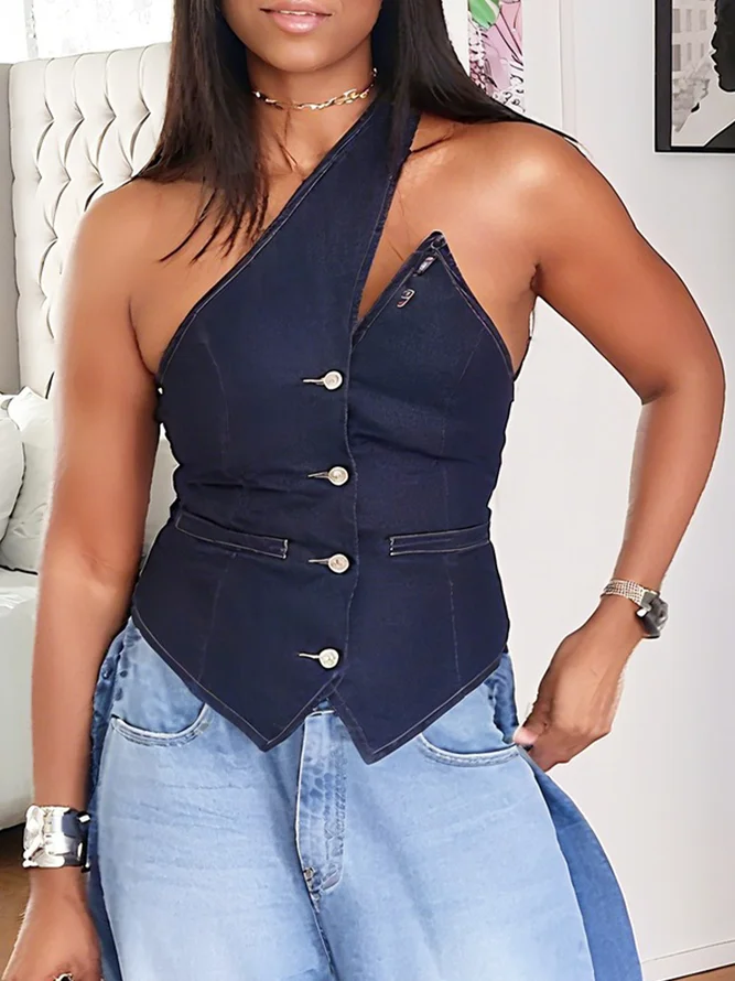 Chinenye Asymmetric Ruch Sleeveless Vest main image 1