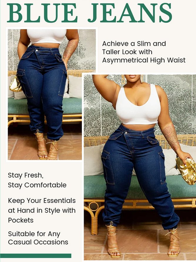 Plain Buttoned Urban Denim Jeans