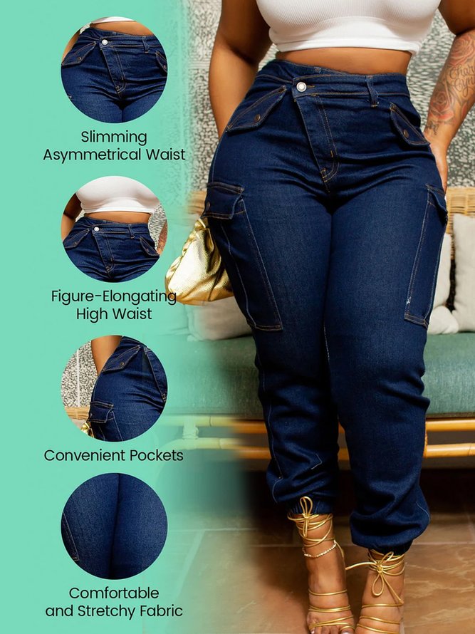 Plain Buttoned Urban Denim Jeans