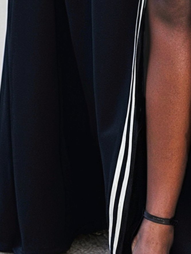 Urban Color Block Webbing Shawl Collar Maxi Dress
