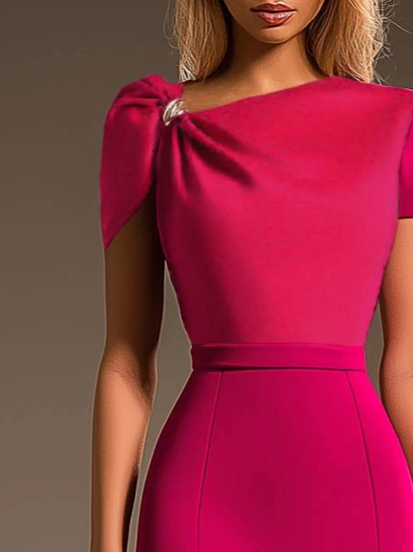 Urban Plain Knot Front Asymmetrical Dress