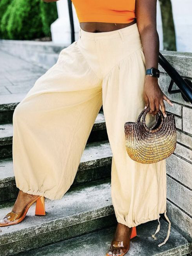 Urban Plain Drawstring Bloomers Pants
