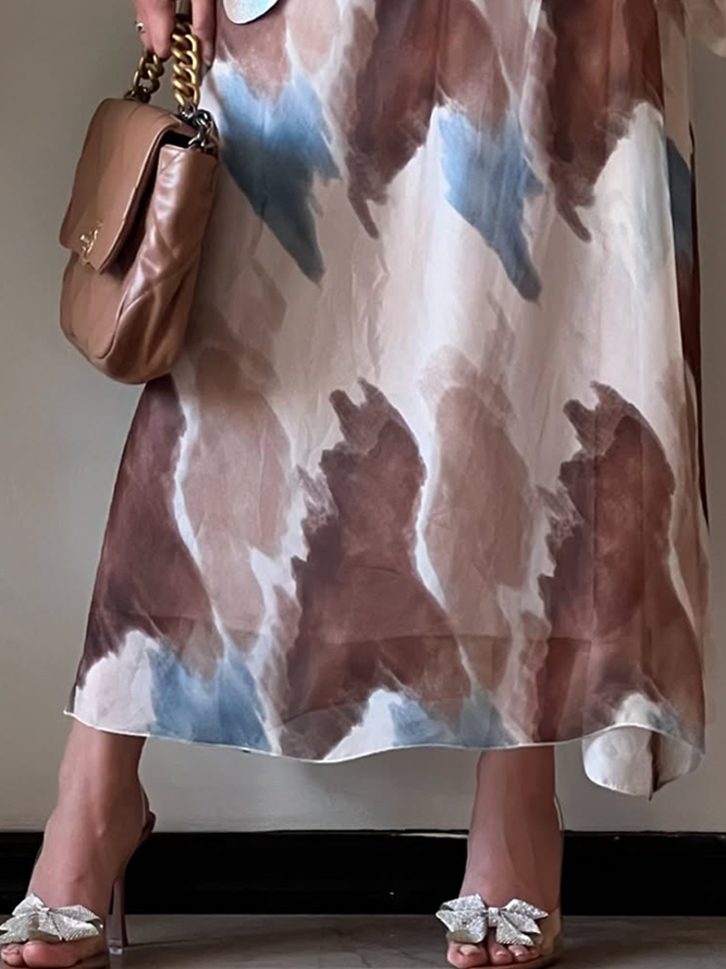 Vacation Printing Gradient Pattern Maxi Skirt
