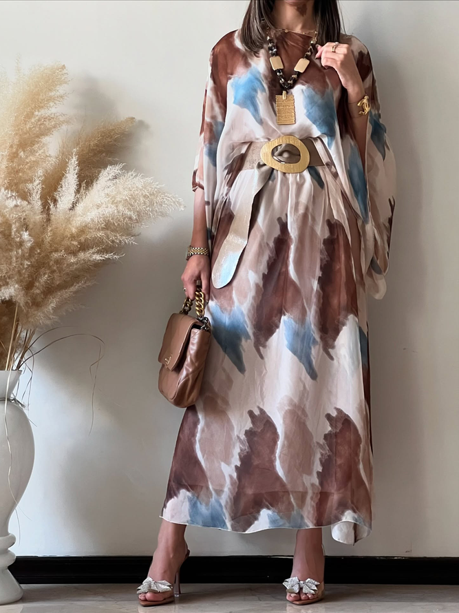 Vacation Printing Gradient Pattern Maxi Skirt