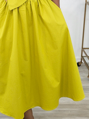Urban Plain Cross Spaghetti Midi Dress