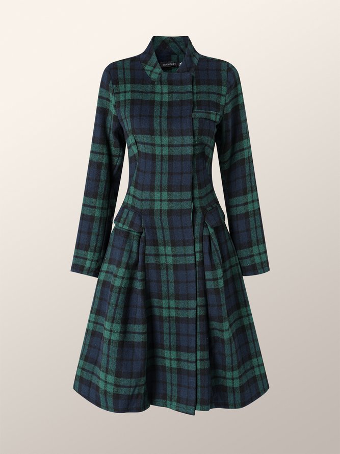 Checked/Plaid Elegant Slim Fit Dress