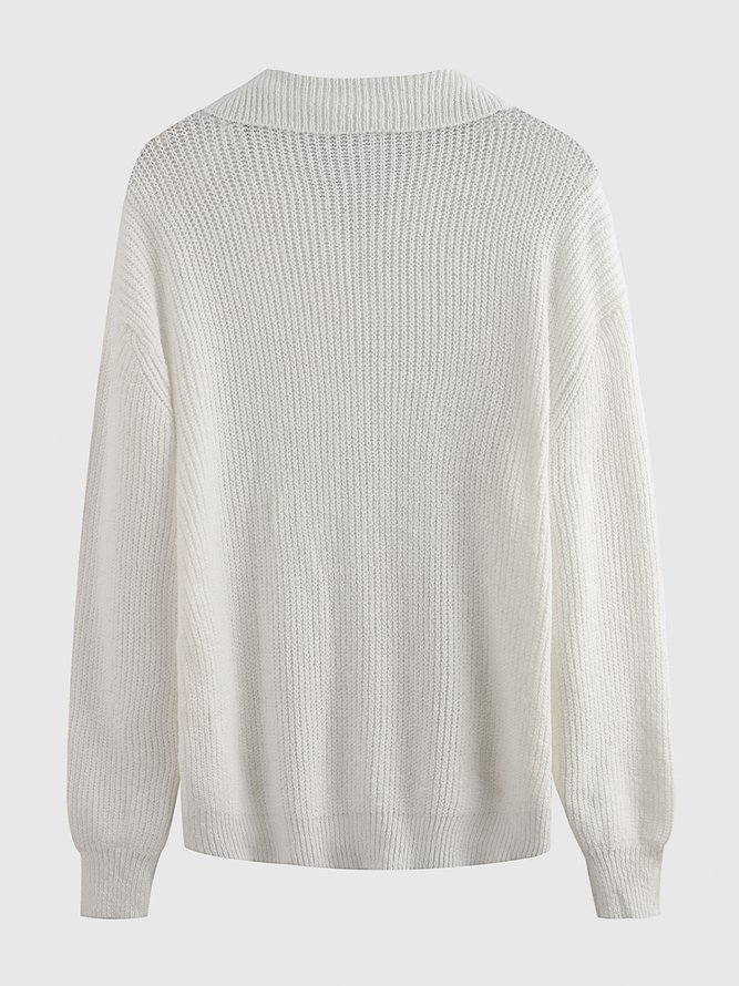 Daily Causal  Plain Buttoned Sweater