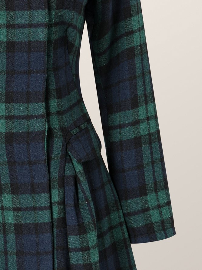 Checked/Plaid Elegant Slim Fit Dress