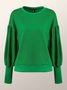 Micro-Elasticity Casual Plain Crew Neck Long sleeve Sweatshirt