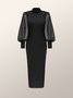 Stylewe Tight Stand Collar Elegant Plain Long sleeve Dress