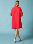 Shirt Dress Long sleeve Plain Simple Dress