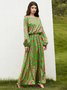 Green Long sleeve Lantern Sleeve Regular Fit Vacation Dress