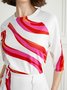 Urban Abstract Stripes Crew Neck Tight T-Shirt