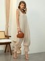 Loose Lightweight Urban Linen V Neck Sleeveless Jumpsuit