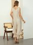 Loose Lightweight Urban Linen V Neck Sleeveless Jumpsuit