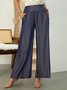 Plain Loose Faux Denim Urban Wide leg Jeans