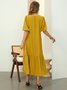 Loose Vacation V neck Short sleeve Plain Long Dress