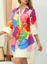 Face Regular Fit Elegant Shirt Collar Dress