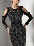 Floral Party Regular Fit Glitter Party Dress