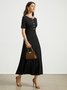 High Elasticity Crew Neck Short sleeve Elegant Midi Dress With No