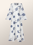 Crew Neck Long Sleeve Regular Fit Elegant Floral Maxi Dress