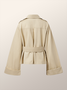 Lapel Collar Long Sleeve Urban Plain Loose Trench Coat