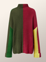 Color Block Turtleneck Urban Long Sleeve Sweater