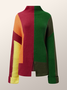 Color Block Turtleneck Urban Long Sleeve Sweater