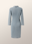 Stand Collar Plain Elegant Denim Dress