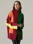 Color Block Turtleneck Urban Long Sleeve Sweater