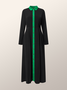 Regular Fit Elegant Color Block Long Sleeve Shirt Dress With No Belt