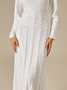 Regular Fit Elegant Plain Stand Collar Long Sleeve Sweater Maxi Dress