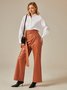 Urban High Waist Faux Leather Pants With Belt