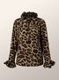 Elegant  Leopard Regular Fit Flouncing Blouse