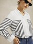 Striped Shirt Collar Urban Blouse