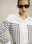 Striped Shirt Collar Urban Blouse