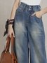 Daily Urban Denim Plain Wide leg Jeans