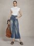 Daily Urban Denim Plain Wide leg Jeans