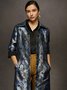 Urban Satin Jacquard Floral Long Jacket