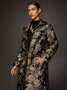 Shawl Collar Urban Floral Jacquard Loose Coat