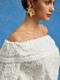 Pure Cotton Casual Jacquard Off-Shoulder Blouse